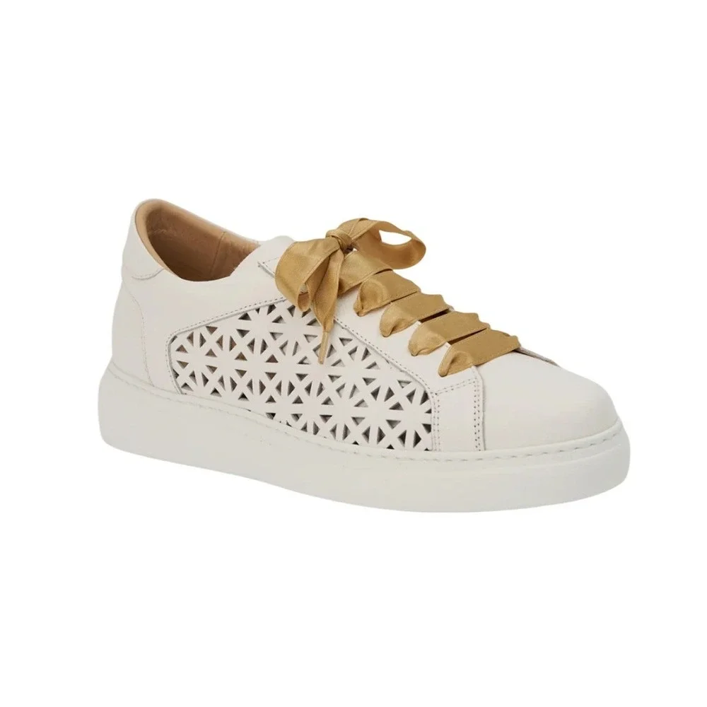 Clorinda Antinori The Zoe‎ Viking Bianco Leather Cutout Sneaker 38 (US 8)